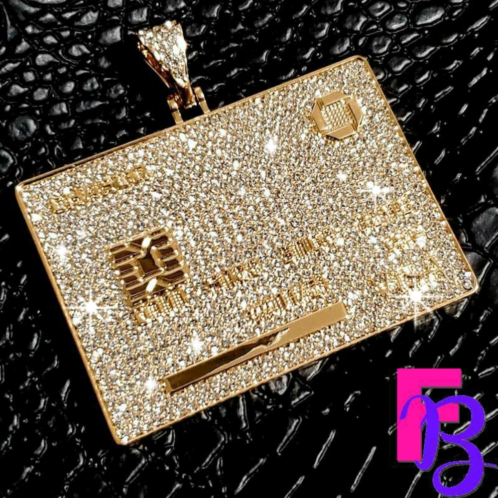 18k Gold Pave Diamond Credit Card Pendant - Picture 6 of 11
